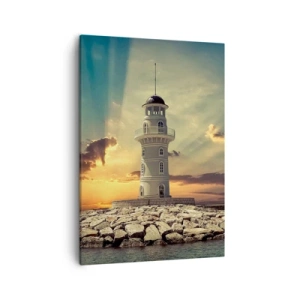 Quadro su tela - Stampe su Tela - Un faro al tramonto contro il cielo - 50x70cm - Luce - Bontà - Bellezza - Decorazione murale moderna per soggiorno e camera da letto ARTTOR