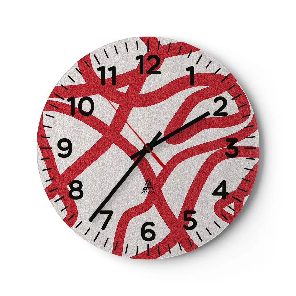 Orologio da parete - Orologio in Vetro - Rosso su bianco - 30x30 cm