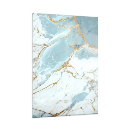 Quadro su vetro - Marmo astratto nei toni del blu e dell'oro - 50x70cm - La ricchezza della pietra - Decorazione murale moderna per soggiorno e camera da letto ARTTOR