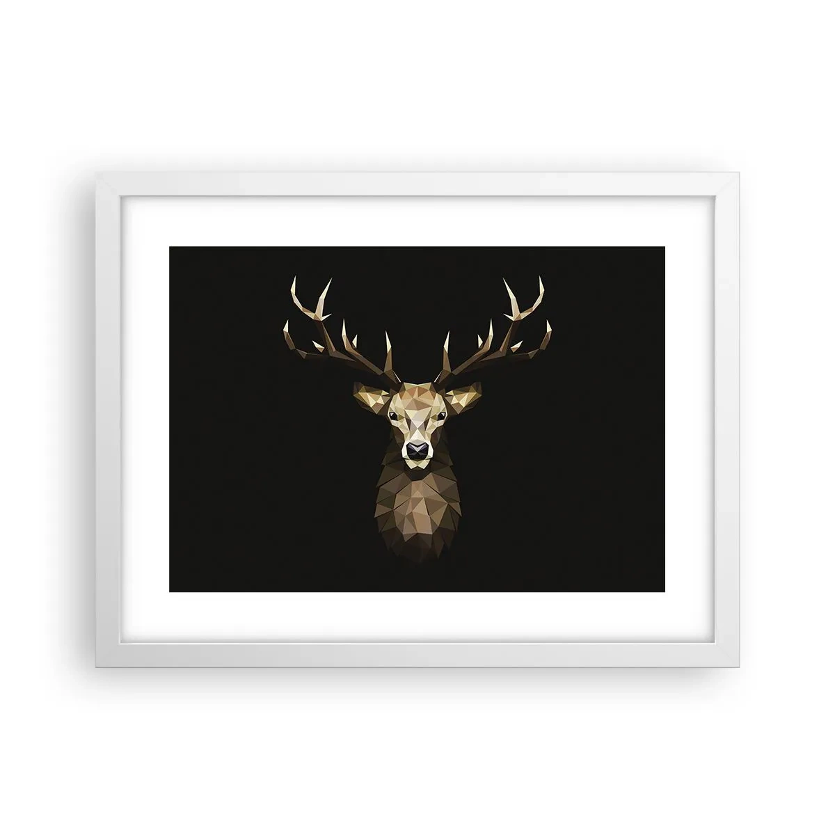 Poster in cornice bianca - Cervo cubista - 40x30 cm
