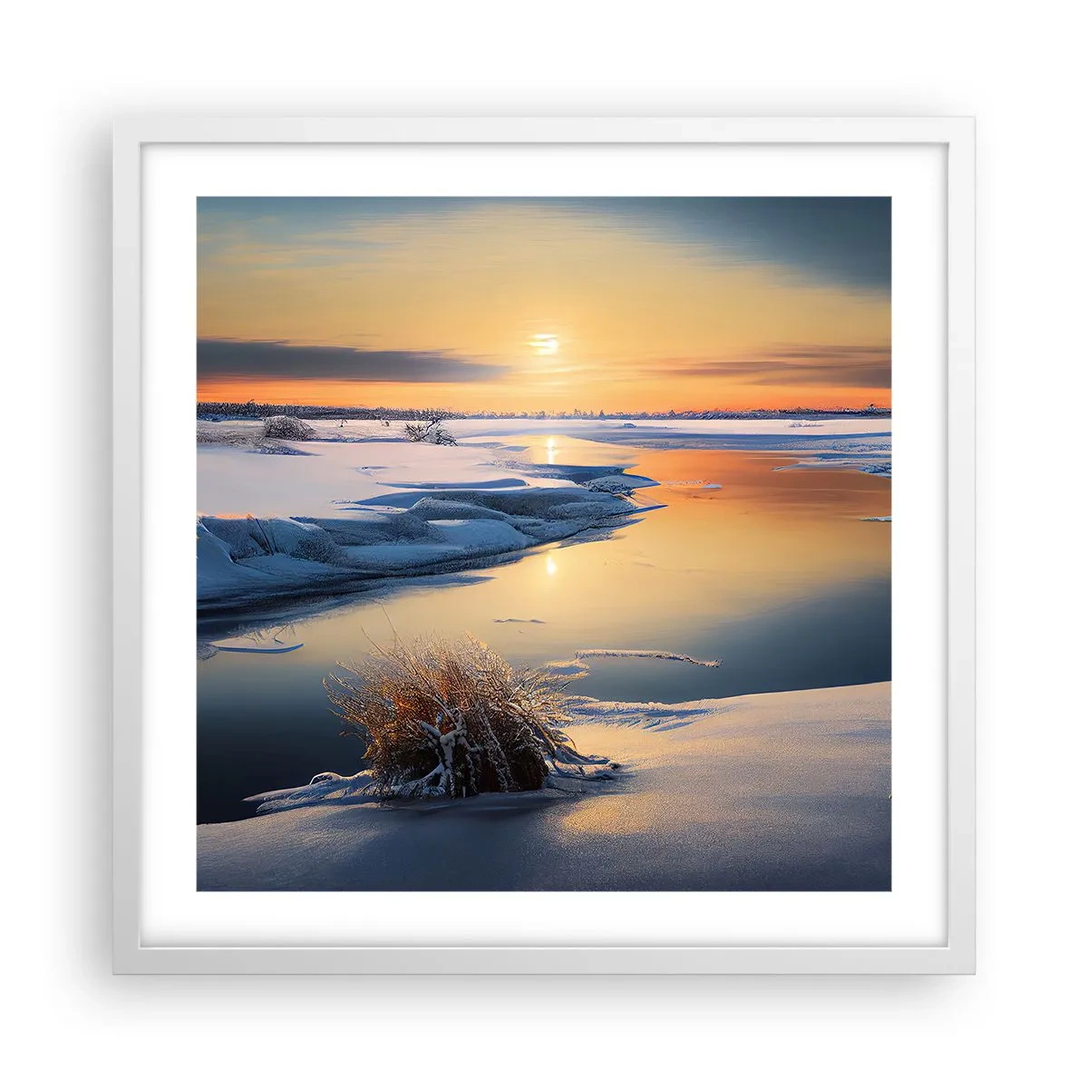 Poster in cornice bianca - Tramonto invernale - 50x50 cm