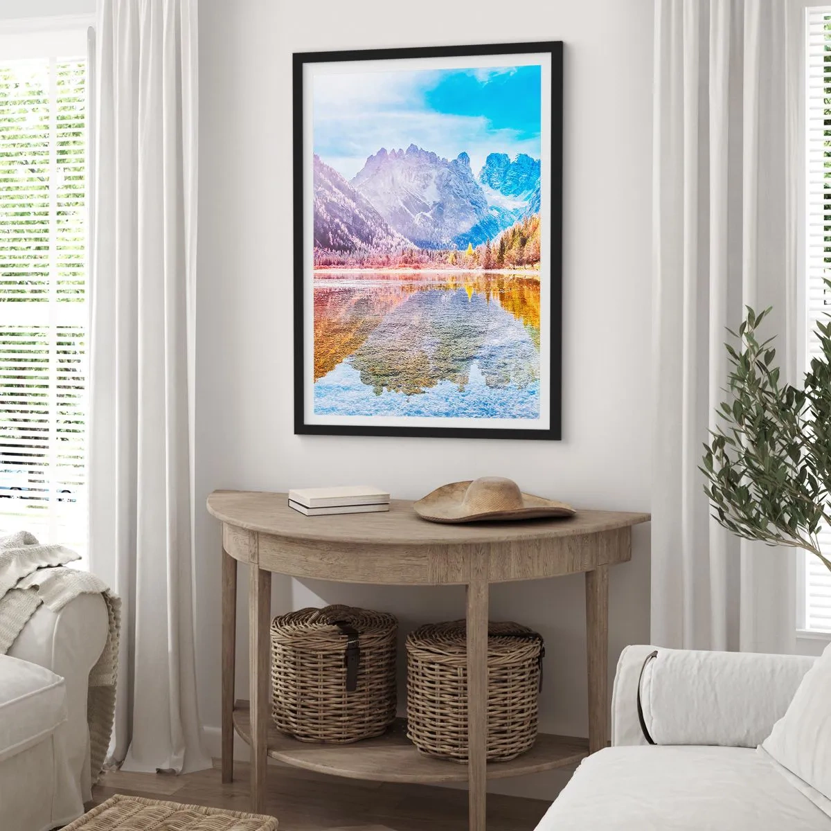 Poster in cornice nera - E nei monti è già autunno - 40x50 cm
