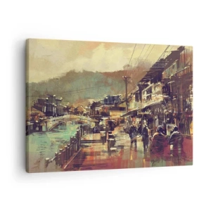 Quadro su tela - Stampe su Tela - Una città con un ponte e strade dallo stile artistico - 70x50cm - La vita come ricchezza di grigio - Decorazione murale moderna per soggiorno e camera da letto ARTTOR