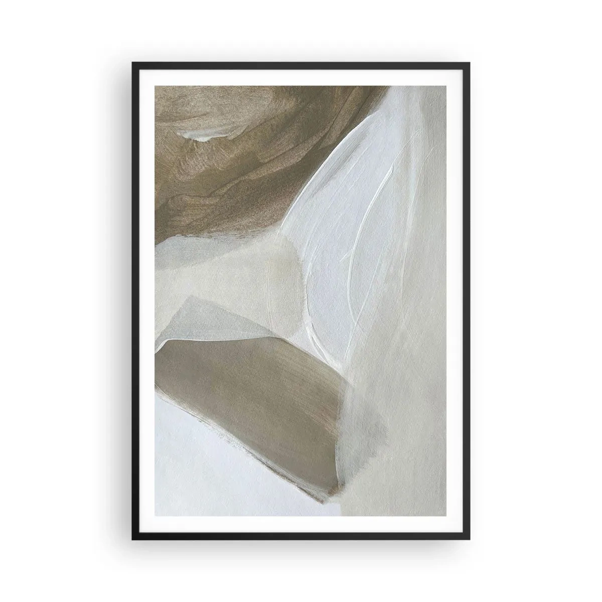 Poster in cornice nera - Onda di bianco - 70x100 cm