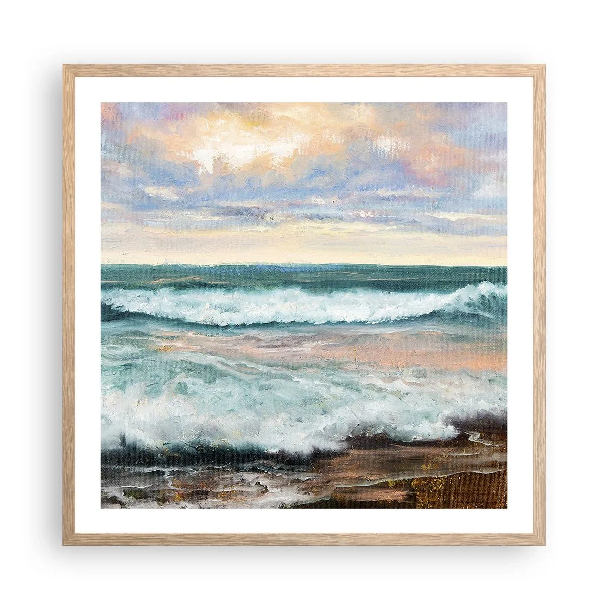 Poster in cornice rovere chiaro - Dove l'anima si calma - 60x60 cm