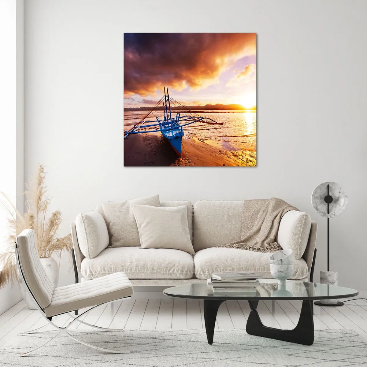 Quadro su vetro - Riposo sulla sabbia dopo l'intera giornata - 70x70 cm