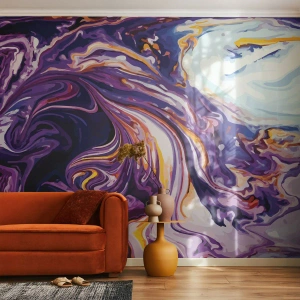 Fotomurale su misura Standard Eco - Curvatura dello spazio in viola - Astrazione, Pezzo, Modello moderno
