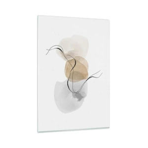 Quadro su vetro - Astrazione minimalista nei toni del beige e del grigio - 80x120cm - Grani d'aria - Decorazione murale moderna per soggiorno e camera da letto ARTTOR