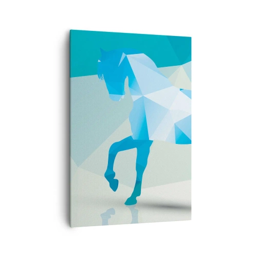Quadro su tela - Stampe su Tela - Silhouette geometrica di un cavallo nei toni del blu - 70x100cm - Cavallo geometrico nel turchese - Decorazione murale moderna per soggiorno e camera da letto ARTTOR