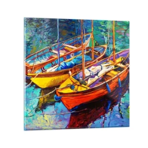 Quadro su vetro - Su un'acqua più densa dei colori - 70x70 cm