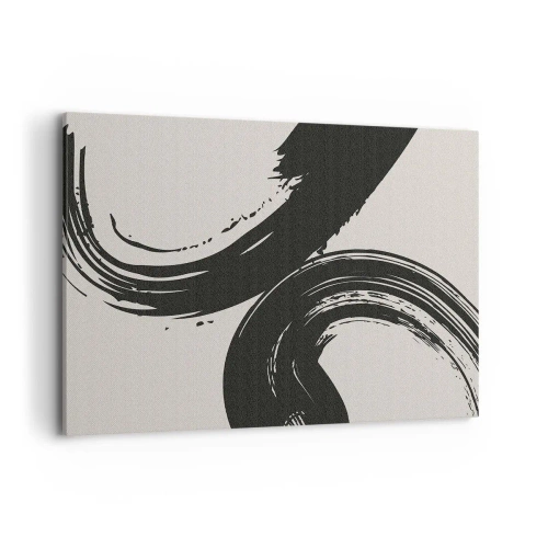 Quadro su tela - Stampe su Tela - Pennellate dinamiche in nero su sfondo chiaro - 120x80cm - Energico e circolare - Decorazione murale moderna per soggiorno e camera da letto ARTTOR