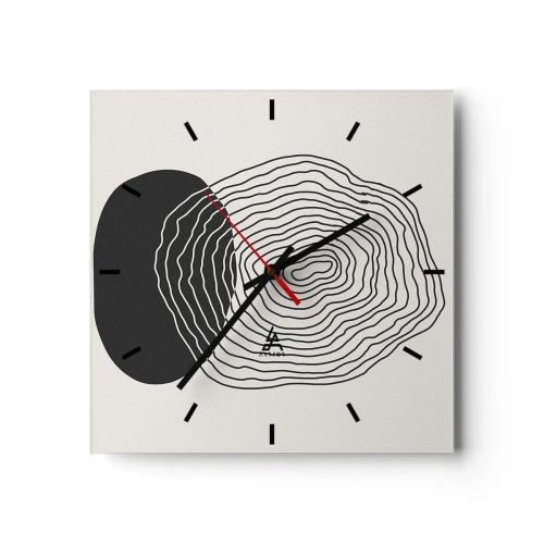 Orologio da parete - Orologio in Vetro - Motivo astratto con linee e forme in bianco e nero - 30x30cm - Durata e vibrazione - Decorazione murale moderna per soggiorno e camera da letto ARTTOR