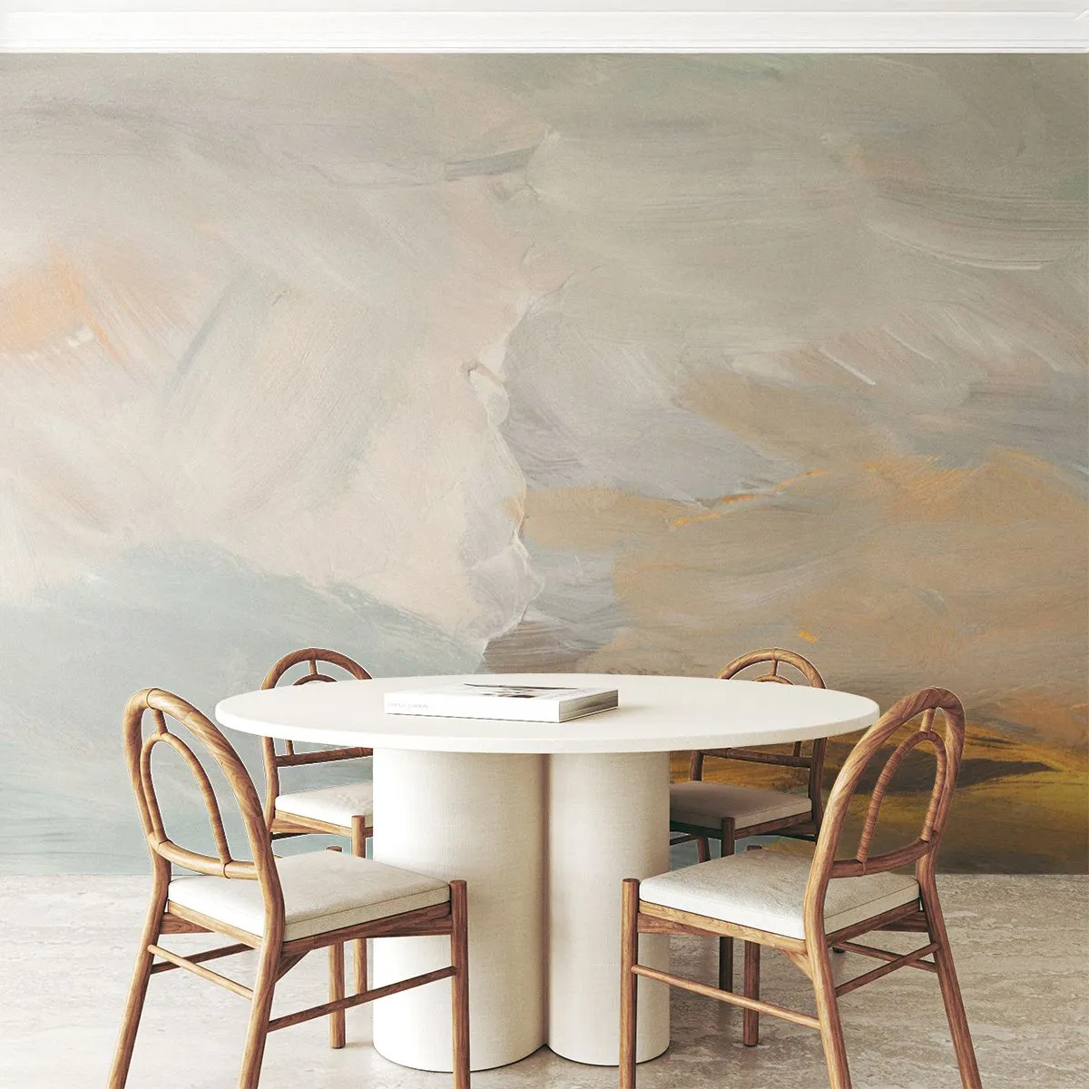 Fotomurali Premium Sand - Pennellate delicate in colori tenui - 100x70cm - Astrazione: il paese della mitezza - Decorazione murale moderna per soggiorno e camera da letto ARTTOR