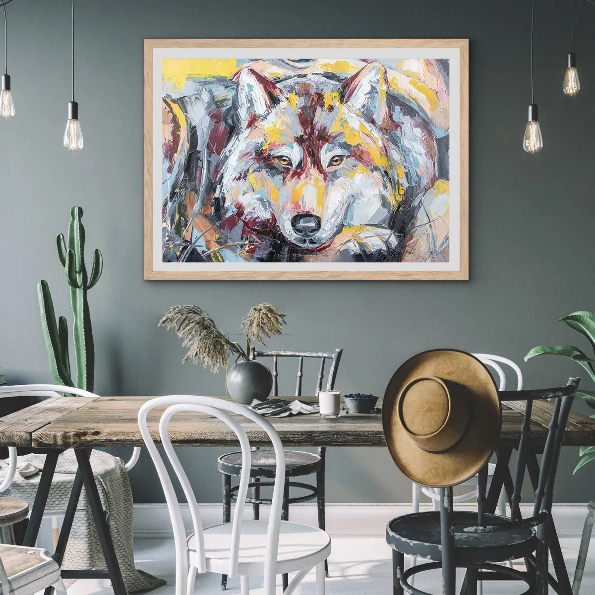 Poster in cornice rovere chiaro - Pace tra i suoi - 100x70 cm