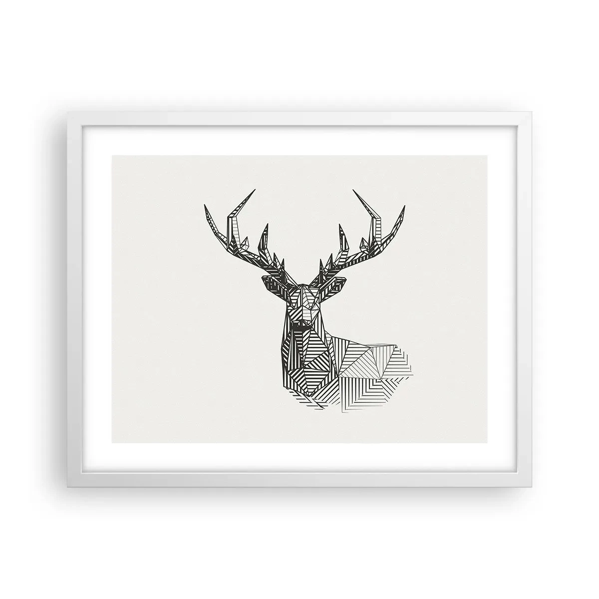 Poster in cornice bianca - Cervo in stile cubista - 50x40 cm