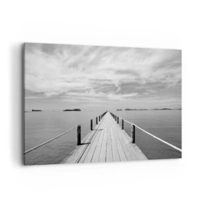 Quadro su tela - Stampe su Tela - Un molo di legno che si estende in lontananza sopra un mare calmo - 120x80cm - Forse un viaggio... - Decorazione murale moderna per soggiorno e camera da letto ARTTOR