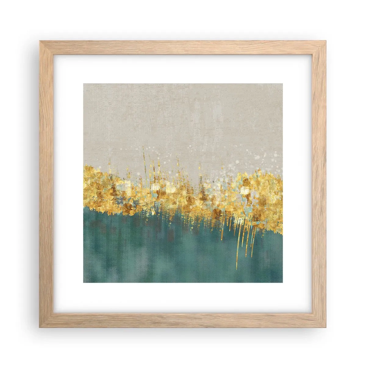 Poster in cornice rovere chiaro - Confine dorato - 30x30 cm