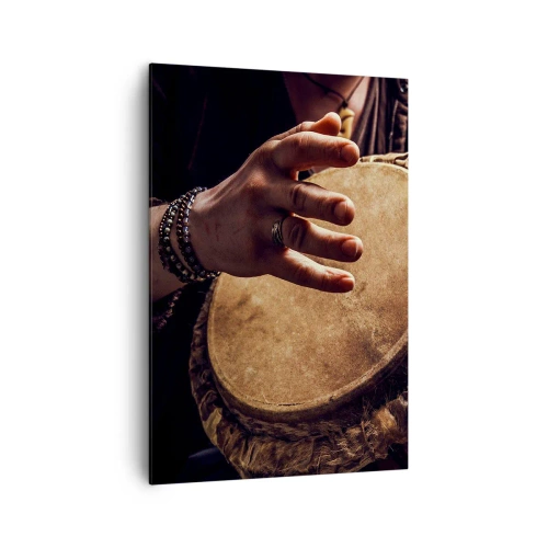 Quadro su tela - Stampe su Tela - Mani che suonano un tamburo djembe tradizionale - 70x100cm - Al ritmo del cuore - Decorazione murale moderna per soggiorno e camera da letto ARTTOR