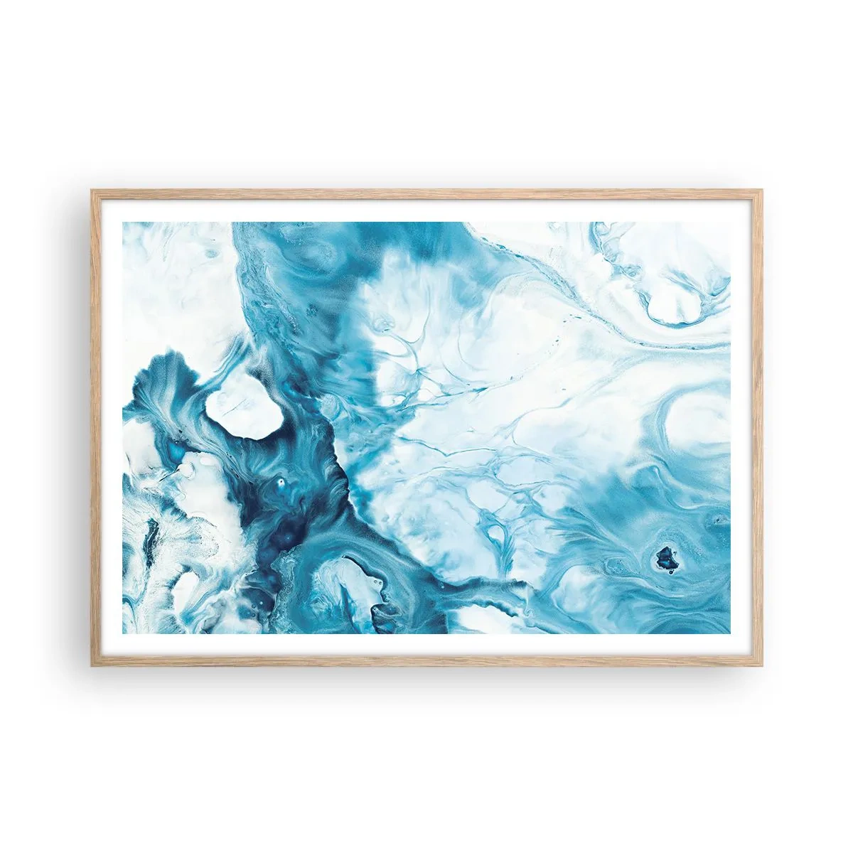 Poster in cornice rovere chiaro - Concerto di blu - 100x70 cm