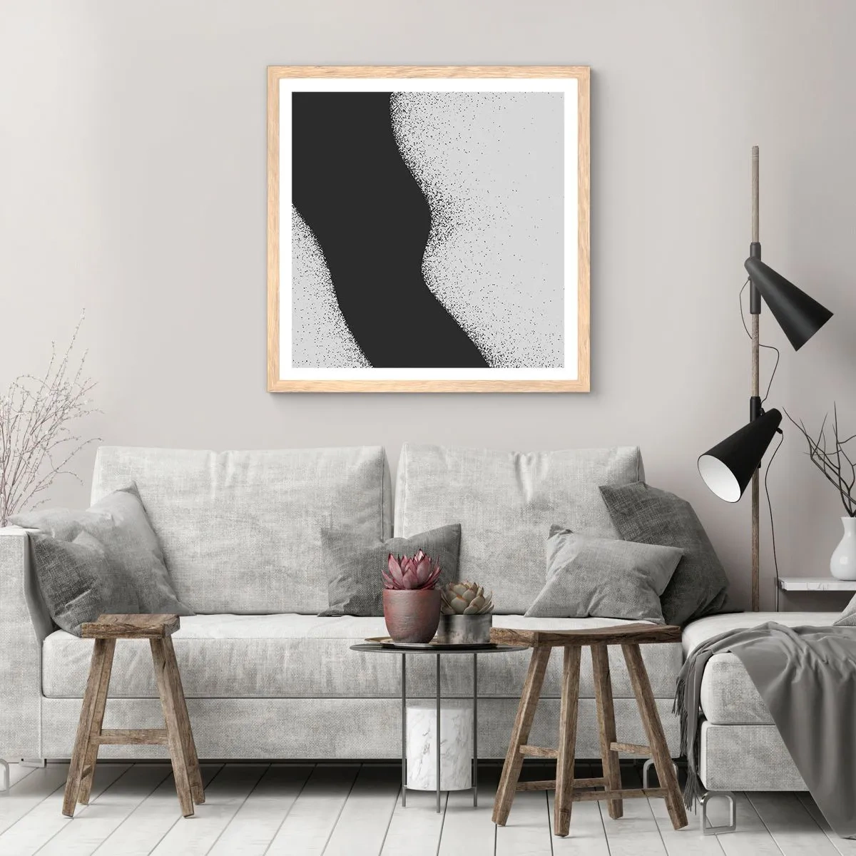 Poster in cornice rovere chiaro - Equilibrio fluido - 60x60 cm