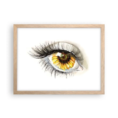 Poster in cornice rovere chiaro - Uno sguardo caldo come l'estate - 40x30 cm