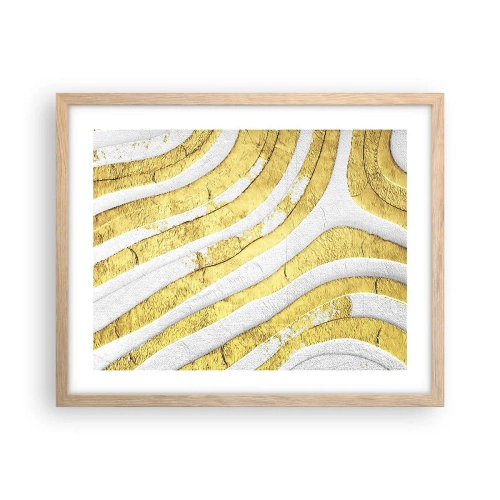 Poster in cornice rovere chiaro - Composizione in bianco e oro - 50x40 cm
