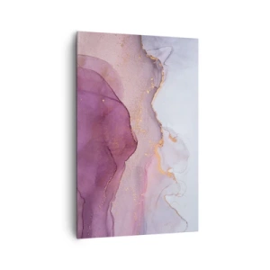 Quadro su tela - Stampe su Tela - Una composizione astratta nei toni del viola e dell'oro. - 80x120cm - Onde di lilla e viola - Decorazione murale moderna per soggiorno e camera da letto ARTTOR