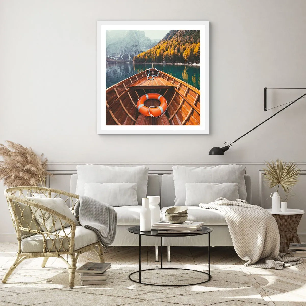 Poster in cornice bianca - Gita sui monti - 40x40 cm