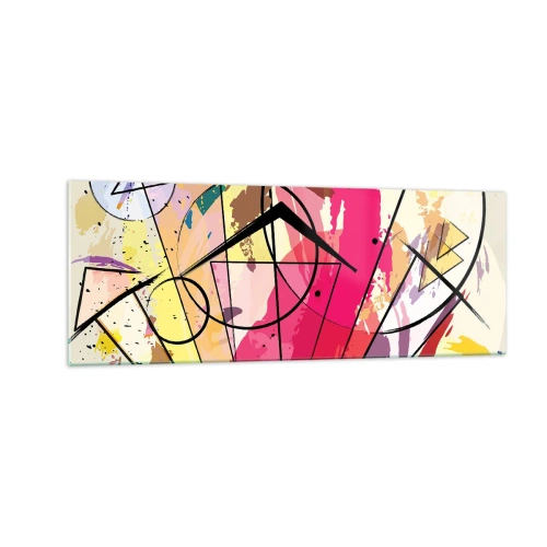 Quadro su vetro - Astrazione con linee e forme geometriche - 140x50cm - Esplosione - Decorazione murale moderna per soggiorno e camera da letto ARTTOR