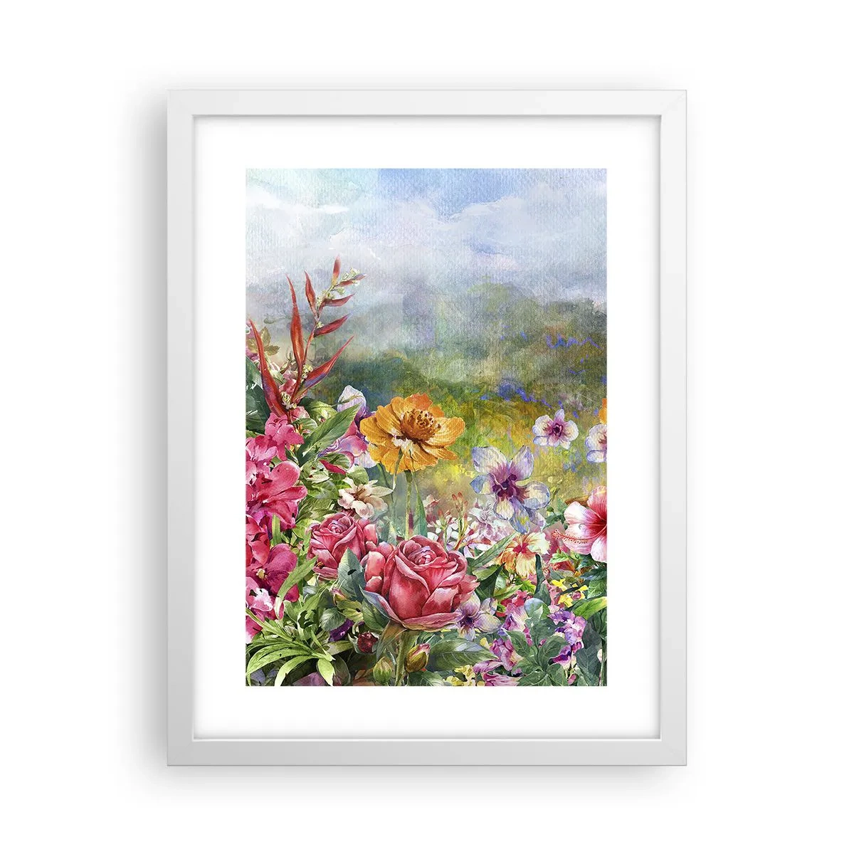 Poster in cornice bianca - Il giardino impazzito - 30x40 cm