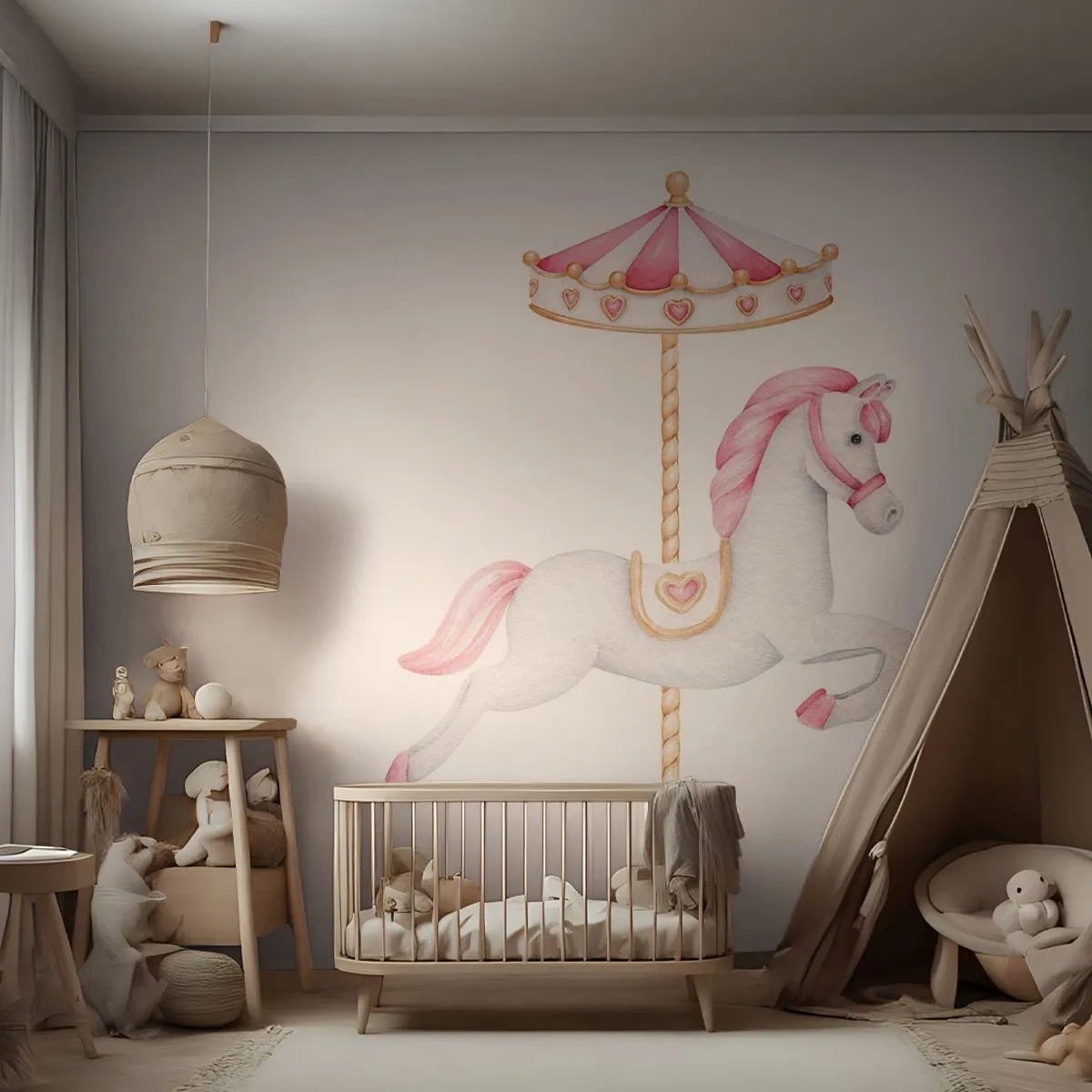 Fotomurali Standard Eco - Partito al galoppo. - Cavallo, Giostra, Da ragazzina - 250x175 cm