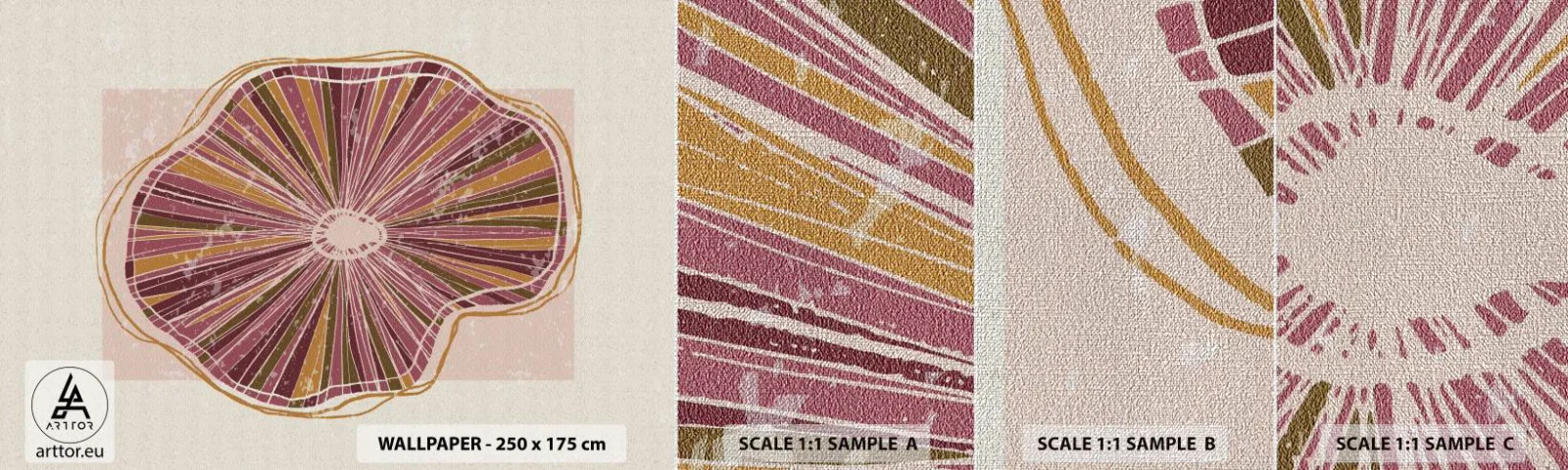 Campione di Fotomurale Premium Canvas - Astrazione raggiante - Boho, Minimalismo, Astrazione - 100x30 cm