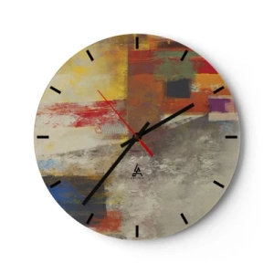 Orologio da parete - Orologio in Vetro - Geometria dei colori - 40x40 cm