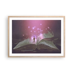 Poster in cornice rovere chiaro - Invito ad un altro mondo: leggi! - 70x50 cm