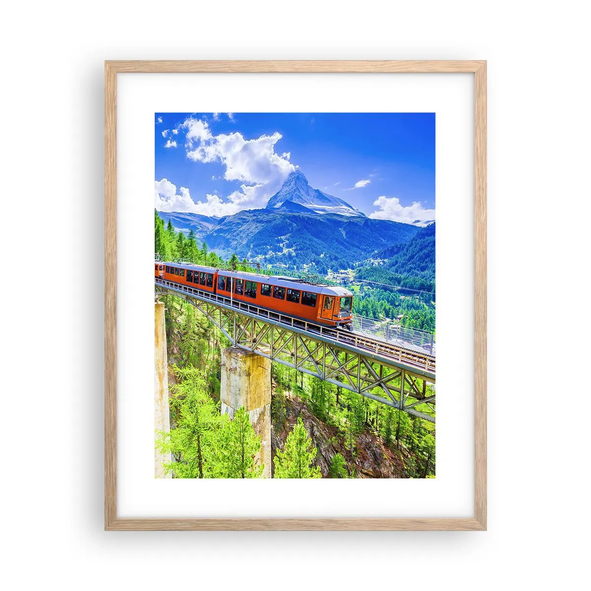 Poster in cornice rovere chiaro - Ferrovia alpina - 40x50 cm
