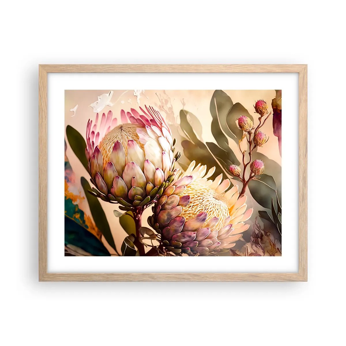 Poster in cornice rovere chiaro - Tenero abbraccio - 50x40 cm