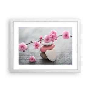 Poster in cornice bianca - Serenità con fiori di ciliegio - 40x30 cm
