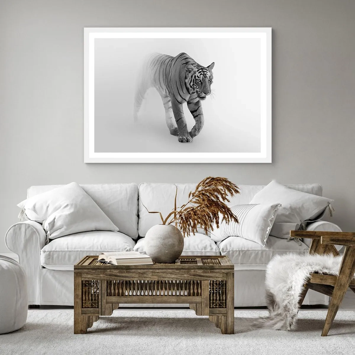 Poster in cornice bianca - Incantato nella nebbia - 30x30 cm