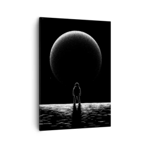 Quadro su tela - Stampe su Tela - Un astronauta sullo sfondo di un grande pianeta nello spazio - 50x70cm - Faccia a faccia - Decorazione murale moderna per soggiorno e camera da letto ARTTOR