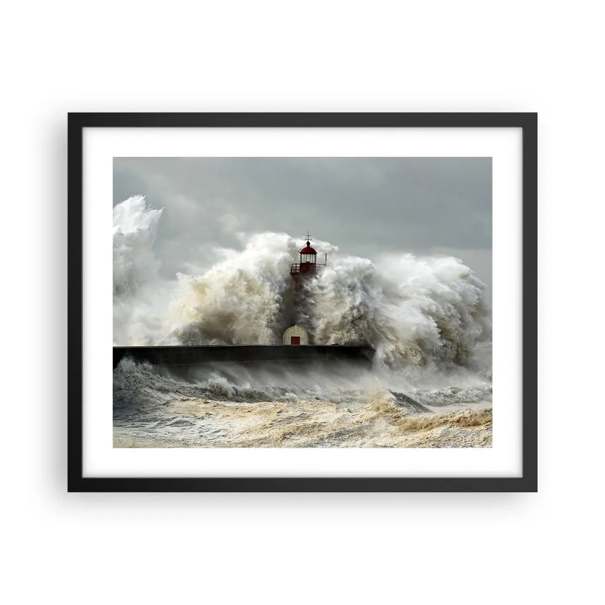 Poster in cornice nera - L'ira dell'oceano - 50x40 cm