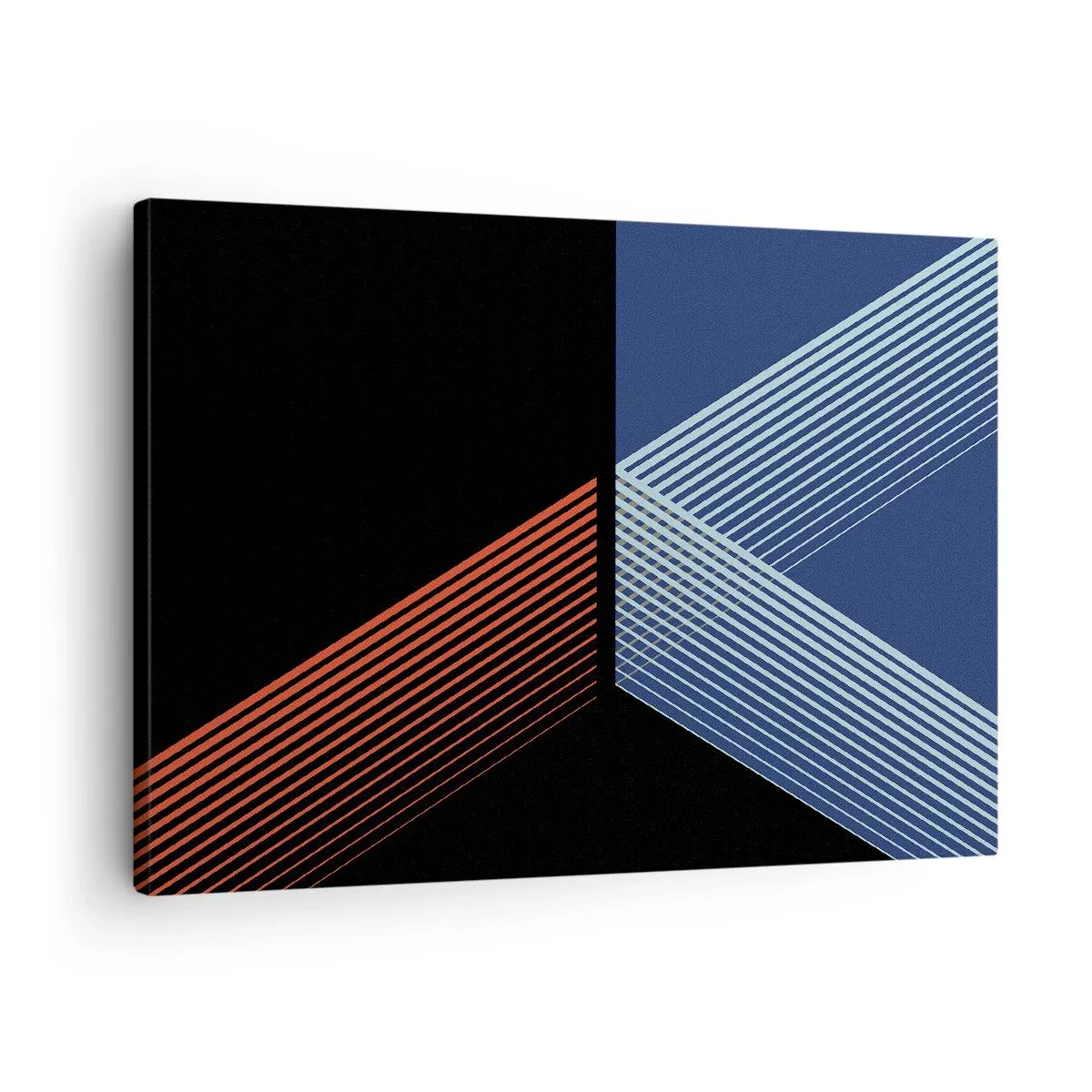 Quadro su tela - Stampe su Tela - Linee geometriche nei toni del rosso e del blu - 70x50cm - Una storia semplice - Decorazione murale moderna per soggiorno e camera da letto ARTTOR