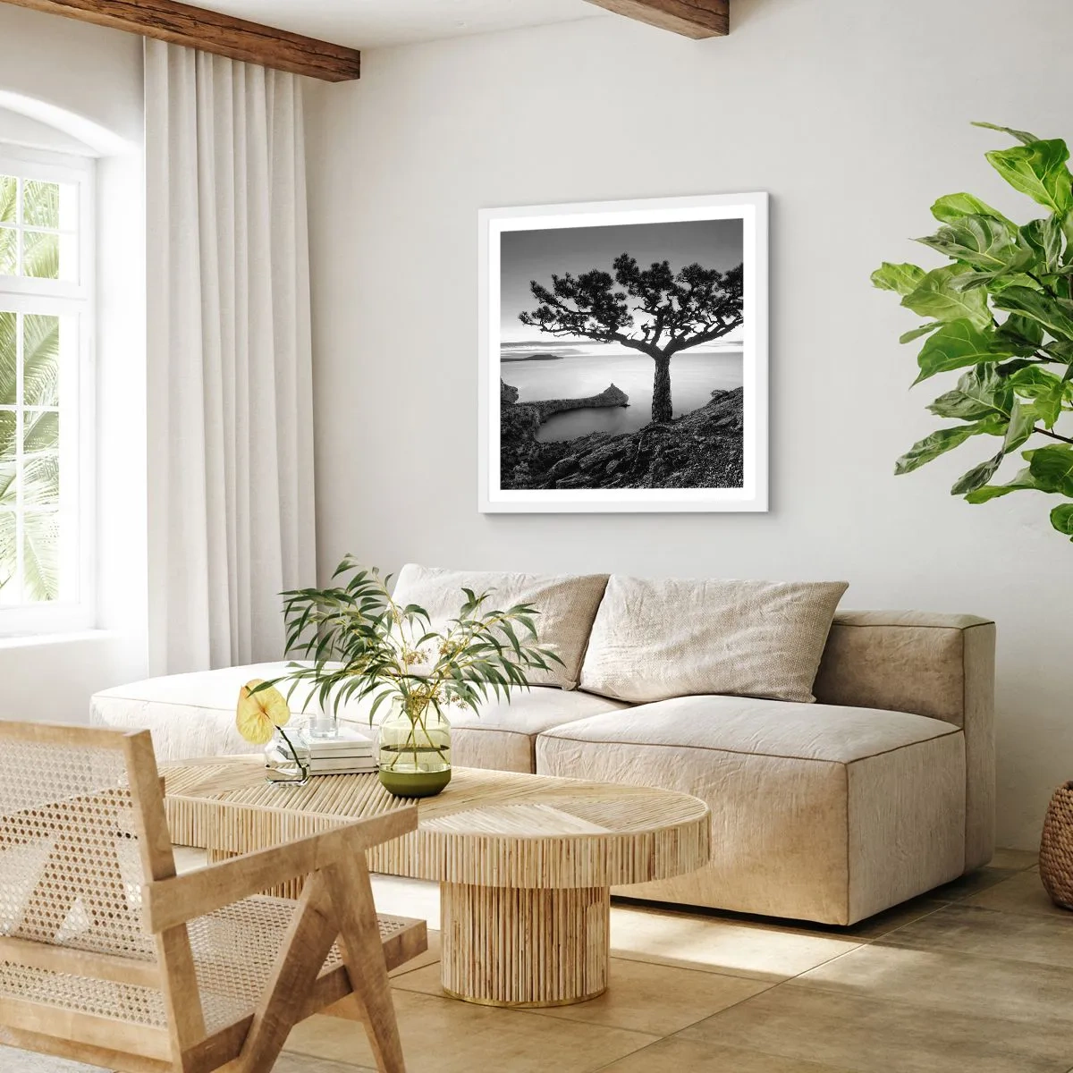 Poster in cornice bianca - Pace fino all'orizzonte - 40x40 cm