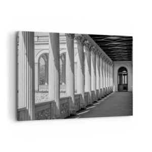 Quadro su tela - Stampe su Tela - Colonnato in stile classico in bianco e nero - 120x80cm - Portico soleggiato - Decorazione murale moderna per soggiorno e camera da letto ARTTOR