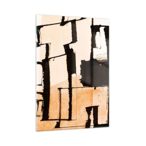 Quadro su vetro - Astrazione geometrica nei toni del beige e del nero - 50x70cm - Comunque in ordine - Decorazione murale moderna per soggiorno e camera da letto ARTTOR