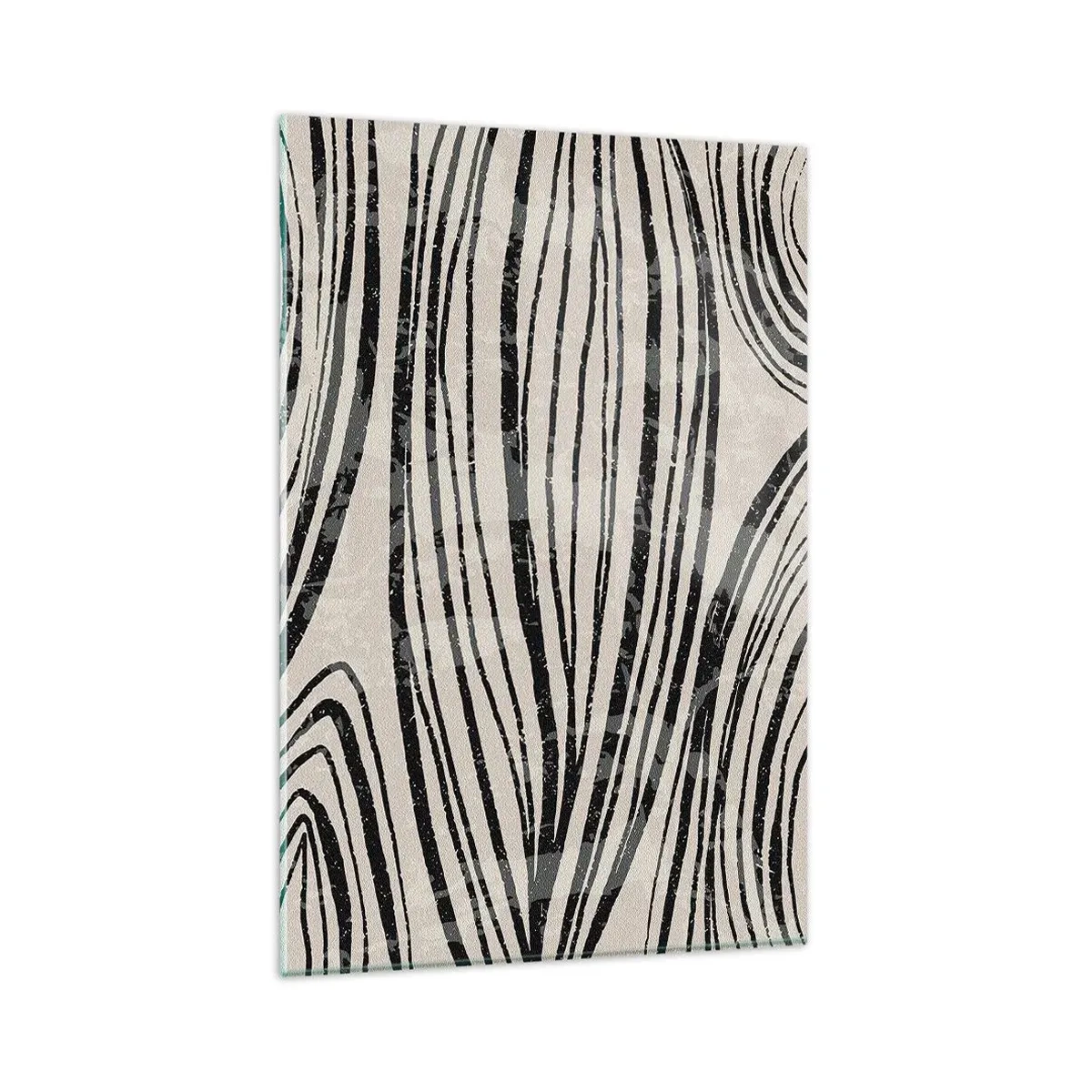 Quadro su vetro - Onde astratte in tonalità di bianco e nero - 80x120cm - Una palude di linee - Decorazione murale moderna per soggiorno e camera da letto ARTTOR