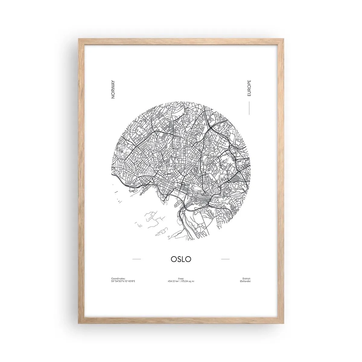 Poster in cornice rovere chiaro - Anatomia di Oslo - 50x70 cm