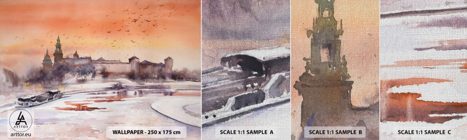 Campione di Fotomurale Premium Canvas - Tramonto reale - Paesaggio, Paesaggio, Classico - 100x30 cm