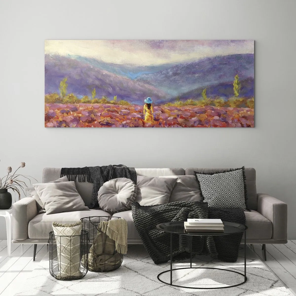 Quadro su vetro - Nel mondo di lavanda - 90x30 cm