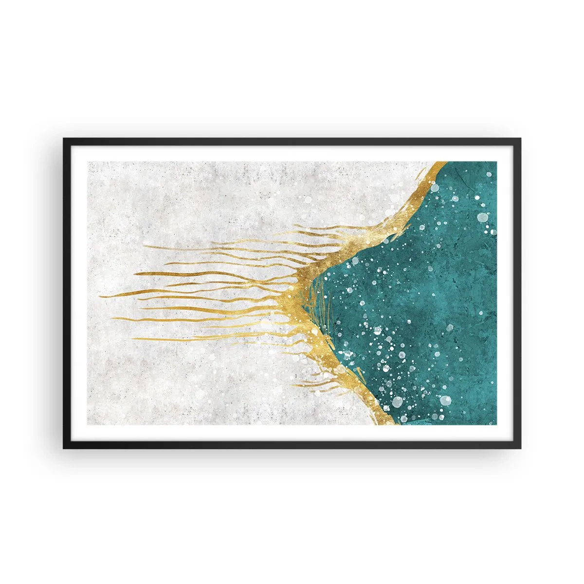 Poster in cornice nera - Flusso dorato - 91x61 cm