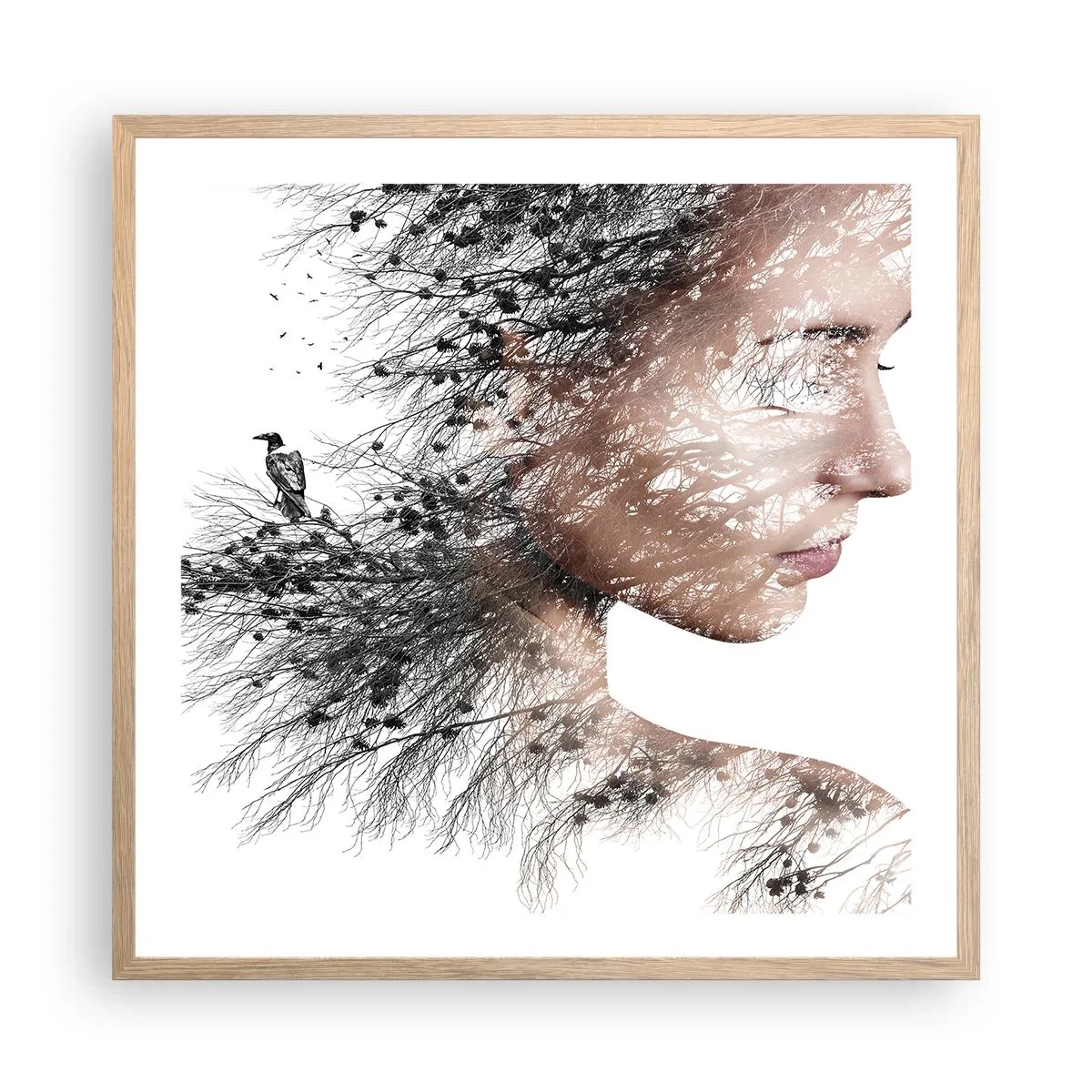 Poster in cornice rovere chiaro - Lo spirito della foresta - 60x60 cm